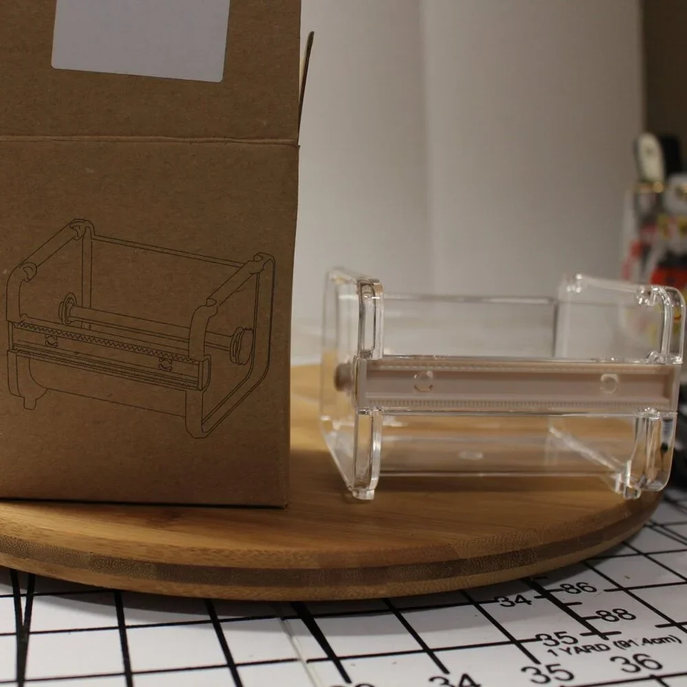 Clear Acrylic Label Dispenser With Serrated Edge For Office & Home Use
